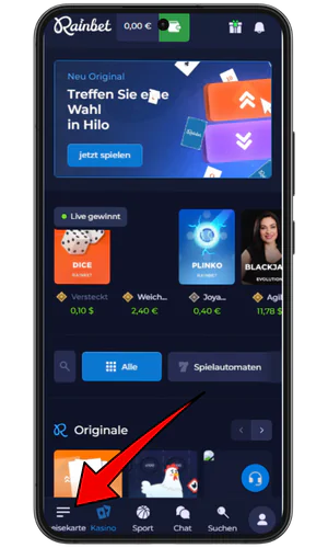 Melden Sie sich in Ihrem Konto an RainBet